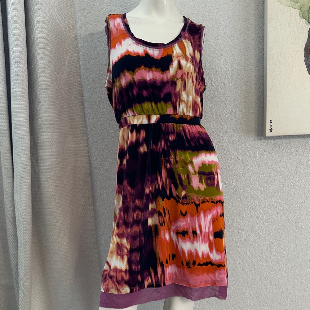 Simply Vera Vera Wang Purple and Orange Midi Dress